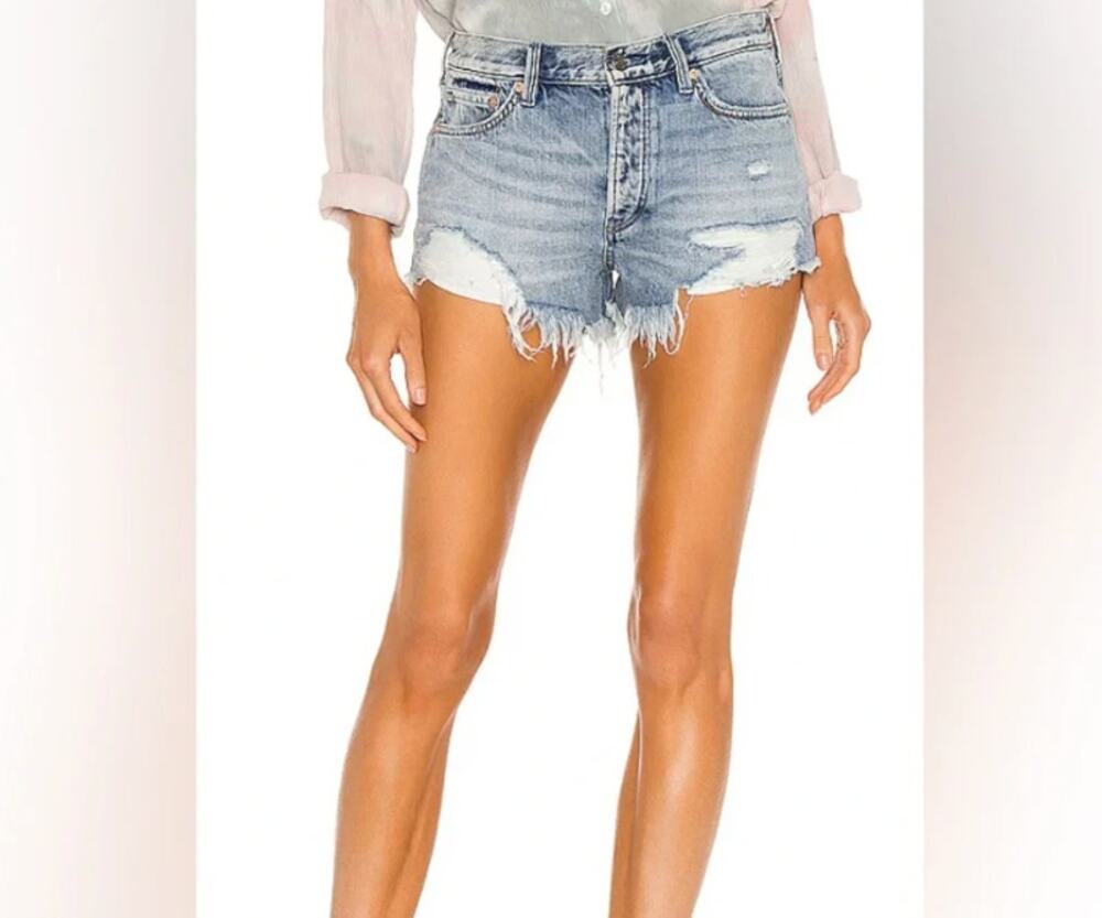 Free People We the Free Loving Good Vibrations Shorts Denim Jean Shorts Size 27